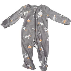 Petit Lem‎ Baby Halloween Dogs 2 Way Zipper Gray Footed Pajamas Sleepsuit 3M